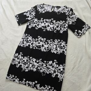Banana Republic black and white floral work dress